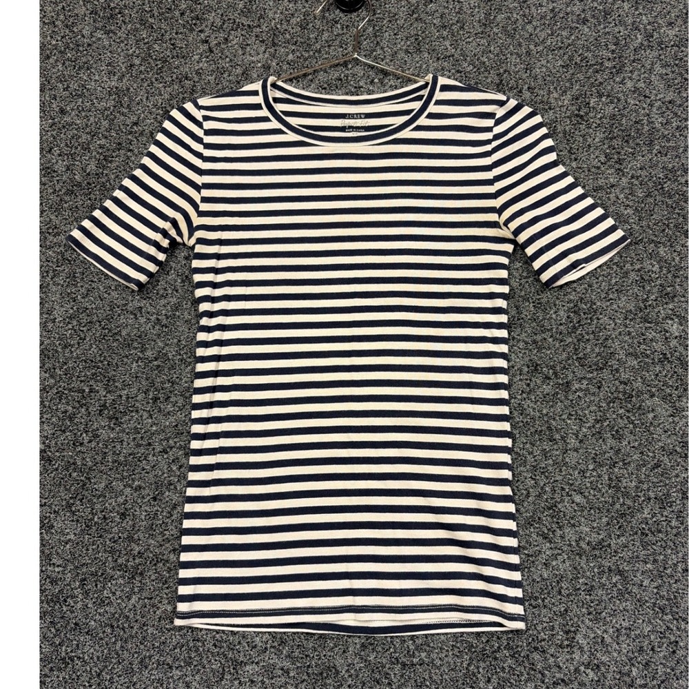 J.Crew T-Shirt Womens XS Navy White Perfect Fit Striped Short Sleeve Crewneck